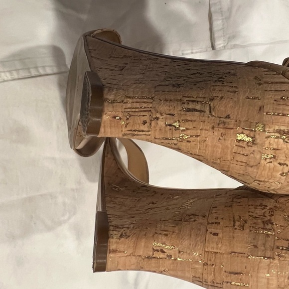 Lilly Pulitzer size 10 Bridgette Wedge cork gold ankle strap sandals dress shoe - Picture 9 of 16